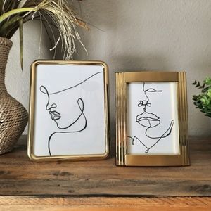 Vintage Brass Framed Line Art